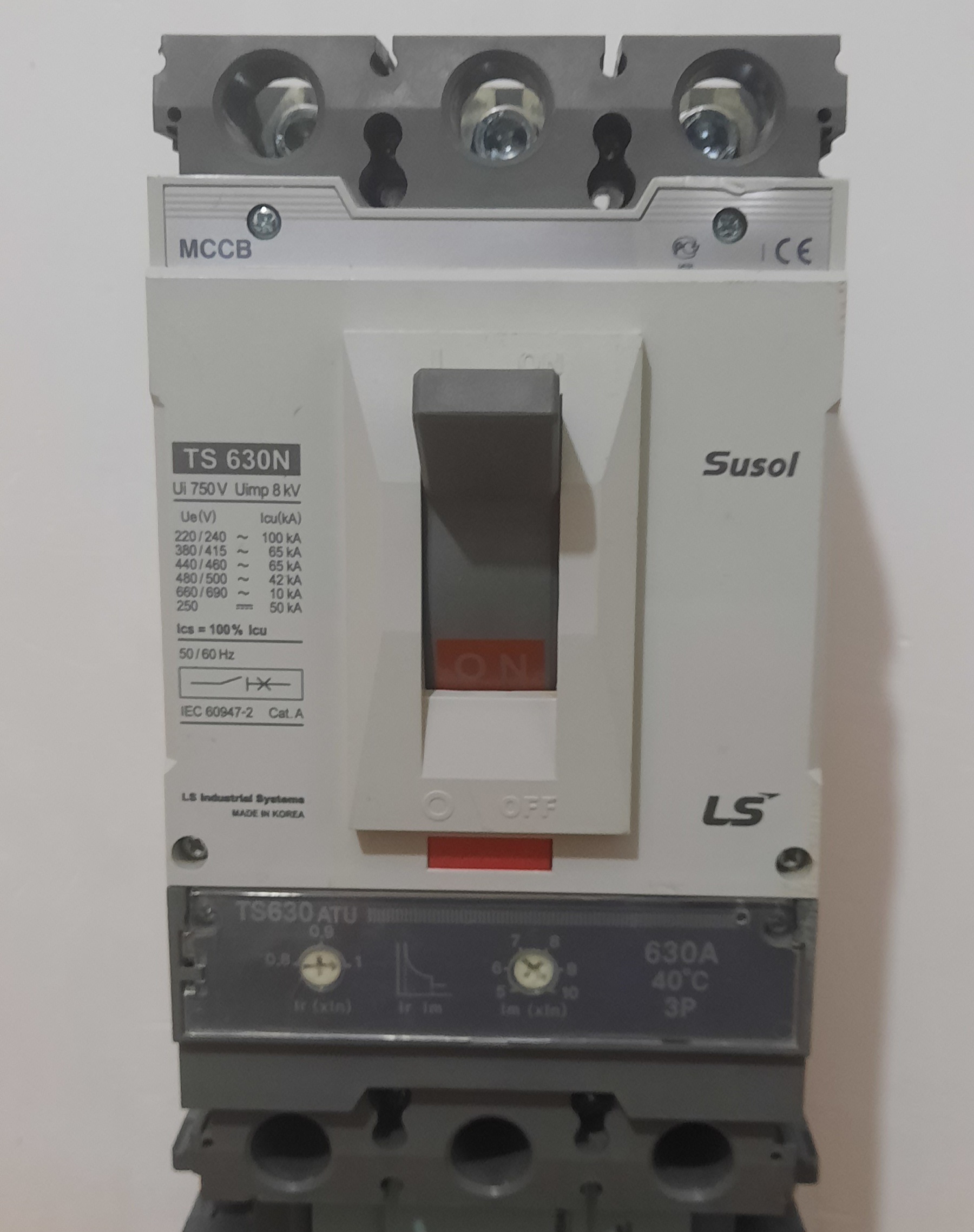 کلید اتوماتیک،کمپکت 630 آمپر،قابل تنظیم حرارتی-مغناطیسی LS سری SUSOL TS ATU(استوک)