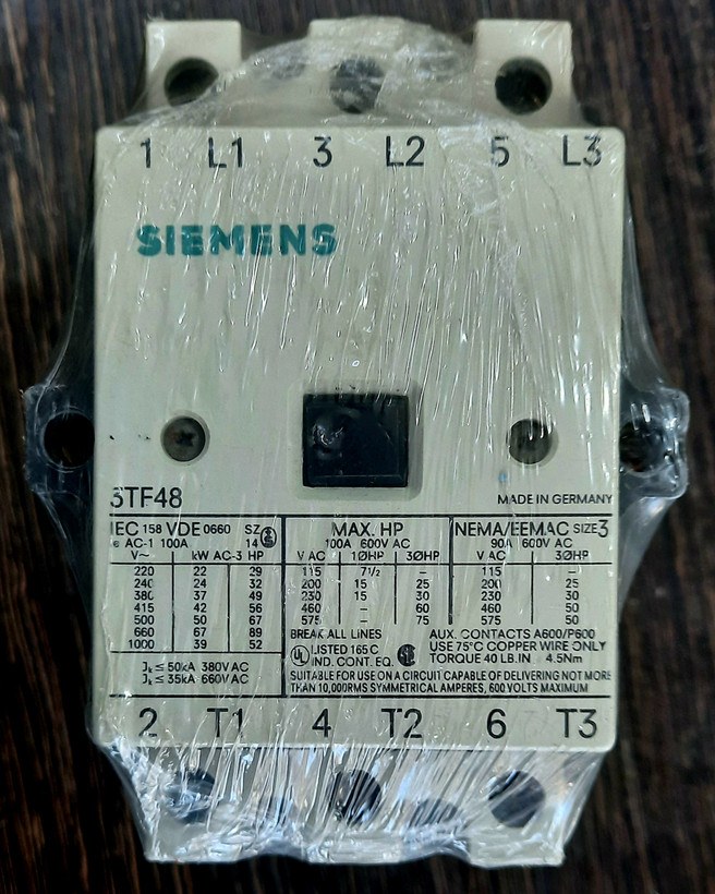 کنتاکتور 80 آمپر 37 کیلو وات 3TF48 زیمنس SIMENS (نو بدون کارتن)