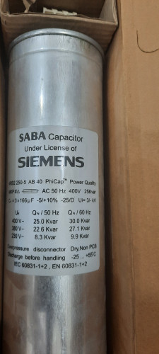 خازن 30 کیلووار صبا زیمنس خشک استوانه ای(۲۵در۴۰۰)